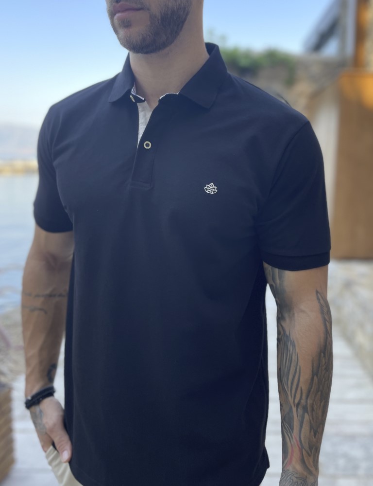 Everbest ανδρική μαύρη πικέ Polo μπλούζα Plus Size 252834 φωτογραφία